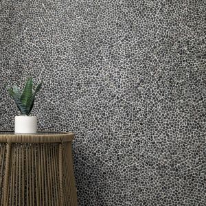 Noir Ash Mini Pebble 12x12 Tumbled Marble Mosaic Floor and Wall Tile