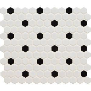Adelaide Black & White Hexagon Matte Porcelain Wall and Floor Mosaic Tile