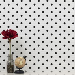 Adelaide Black & White Hexagon Matte Porcelain Wall and Floor Mosaic Tile