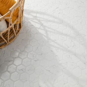 FREE SHIPPING - Carrara Matte Porcelain 2" Hexagon Mosaic Floor And Wall Tile