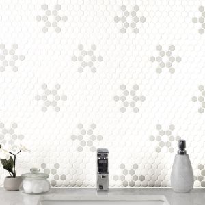 FREE SHIPPING - White and Gray Mod Petal Pattern Matte Porcelain Floor and Wall Tile