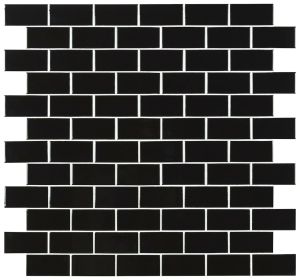 FREE SHIPPING - Domino Retro Nero Matte 2x4 Brick Mosaic