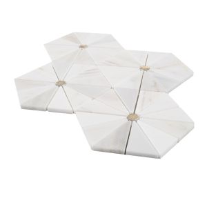 Elegante Pinwheel Gold Stone & Metal Wall Tile