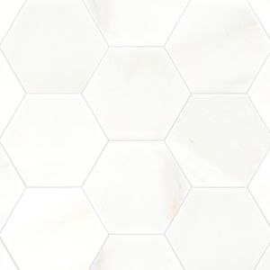 Greecian White 8 in. x 9 in. Hexagon Polished Marble Tile