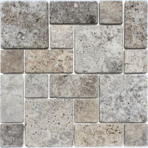 FREE SHIPPING - Silver Travertine Roman Pattern