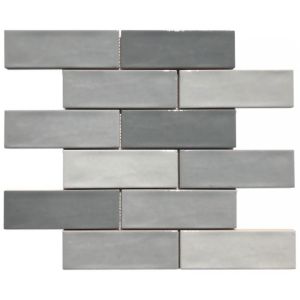 FREE SHIPPING - Domino Gray Blend Glossy 2x6 Brick Mosaic