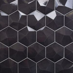 FREE SHIPPING - Cinder Brown 3D 2" Hexagon Polished Mosaic