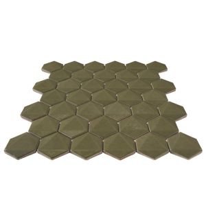 FREE SHIPPING - Muschio Green 3D 2" Hexagon Polished Mosaic