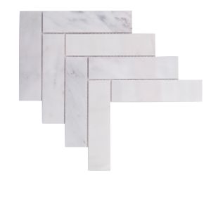 FREE SHIPPING - Carrara White 2X8 Elongated Herringbone Mosaic