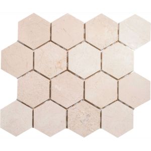 FREE SHIPPING - Crema Marfil 3" Honed Hexagon Mosaic Tile