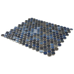 FREE SHIPPING - Blue Metallico Porcelain Penny Round Mosaic