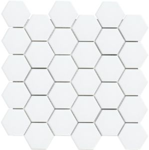 FREE SHIPPING - Absolute White 2" Matte Hexaon Mosaic