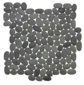 12x12 Tahitian Black Interlocking Matte Pebbles