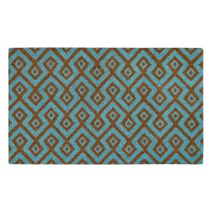 FREE SHIPPING - Coir Door Mat 22x36 - Aqua Square