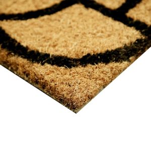 FREE SHIPPING - Coir Door Mat 22x36 - Black Geometrika