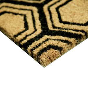 FREE SHIPPING - Coir Door Mat 22x36 - Black Hexagon