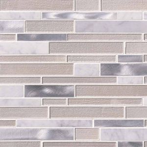 FREE SHIPPING - White Wave 12x12 Interlocking Metallic Mosaic