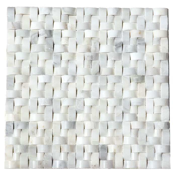 FREE SHIPPING - Carrara White 3D Interwoven