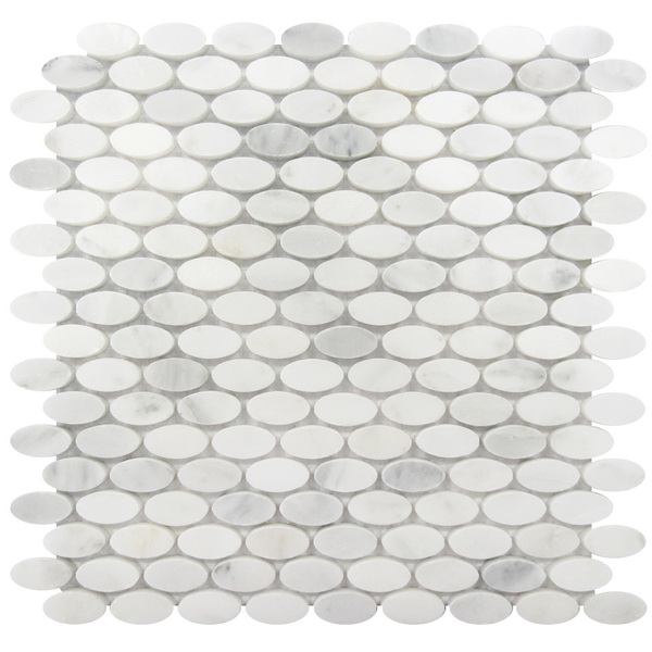 FREE SHIPPING - Carrara White Oval Interlocking Mosaic