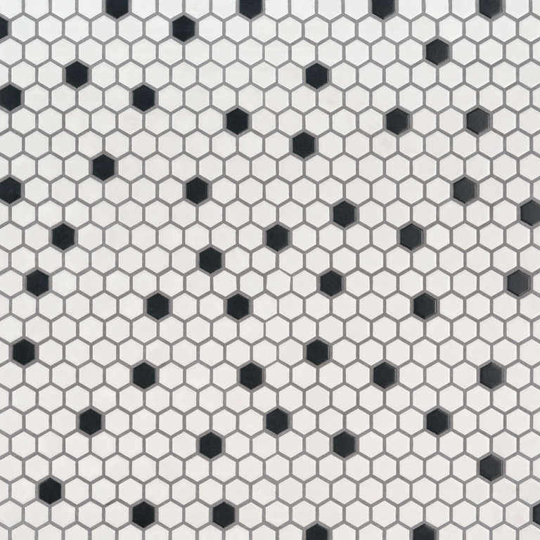 Black And White 1x1 Hexagon Mosaic, 1 Inch Hexagon Tile Black